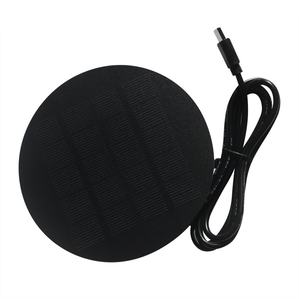 110mm Round Solar Panel 1.2W 5V Portable Solar Charger with Type-C Output for Phone/Light/Fan
