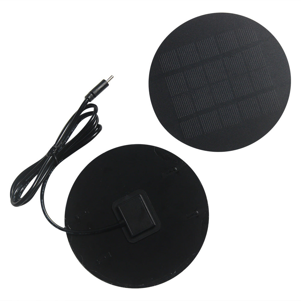 110mm Round Solar Panel 1.2W 5V Portable Solar Charger with Type-C Output for Phone/Light/Fan