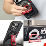 WAKCAS Emergency Red Handle Aluminum Alloy Kickstand Rotating Magnetic Phone Grip Stand