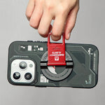 WAKCAS Emergency Red Handle Aluminum Alloy Kickstand Rotating Magnetic Phone Grip Stand