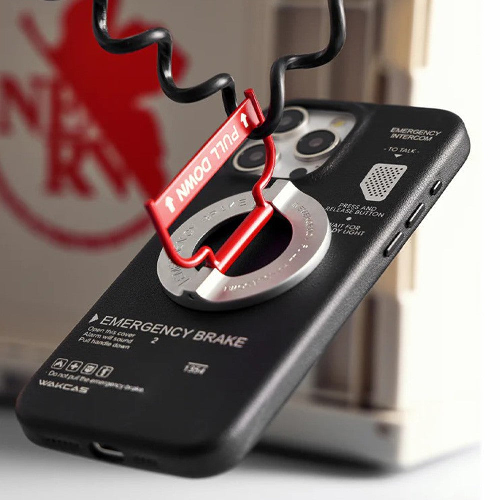 WAKCAS Emergency Red Handle Aluminum Alloy Kickstand Rotating Magnetic Phone Grip Stand