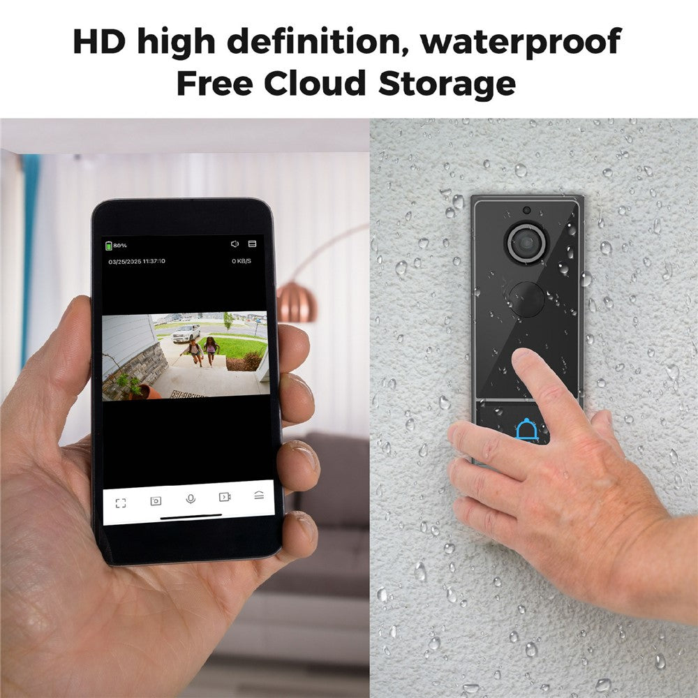 M18 Wireless Video Doorbell Camera Two Way Audio IP65 Waterproof Remote Monitor (with Memory Storage)