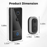 M18 Wireless Video Doorbell Camera Two Way Audio IP65 Waterproof Remote Monitor (with Memory Storage)