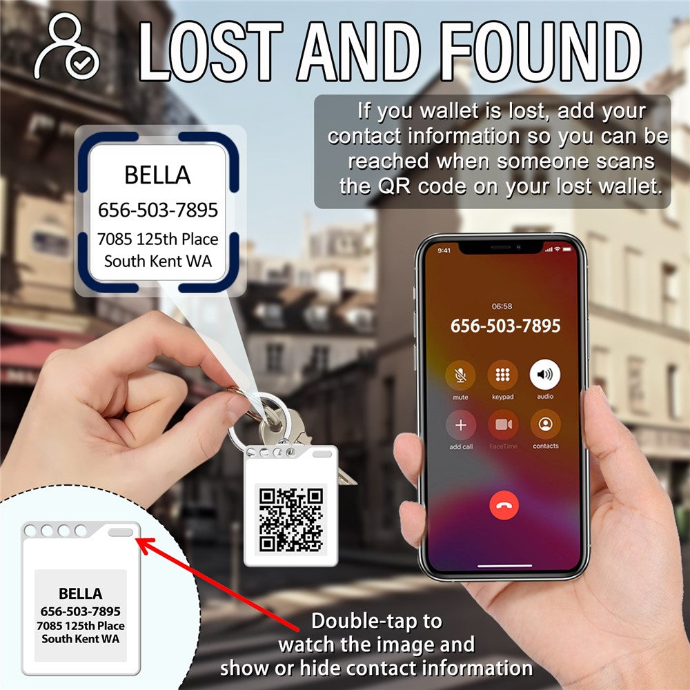 F10 Mini Locator Key Ring with 1.54 Inch E-Ink Display Bluetooth-compatible Item Finder for Luggage Keys Bags