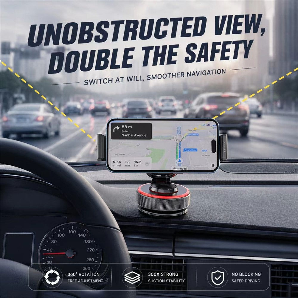 K33 Magnetic Car Phone Holder 360 Degree Rotation Vacuum Suction Dashboard Mount Anti-Vibration Stand