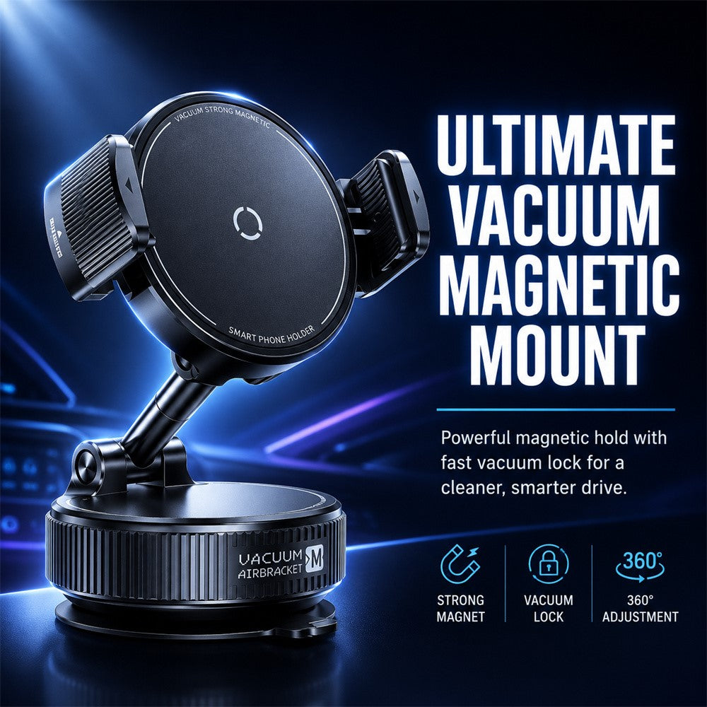 K55 Car Phone Holder 360 Degree Rotation Vacuum Suction Magnetic Mount for Dashboard Windshield