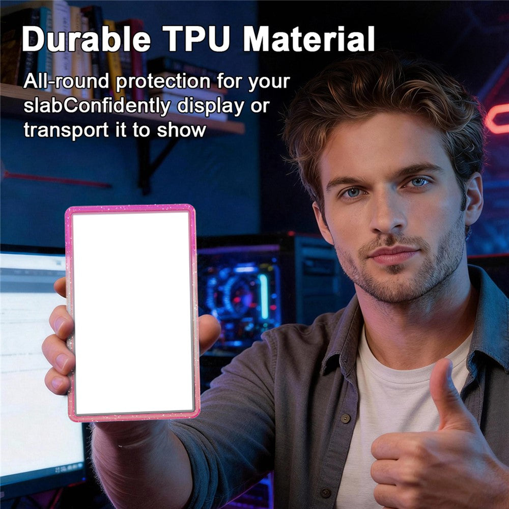 GW18 for PSA Card Slab Protector Case TPU Frame + PC Back Panel 35PT Standard Size Shockproof Gradient Glitter Cover