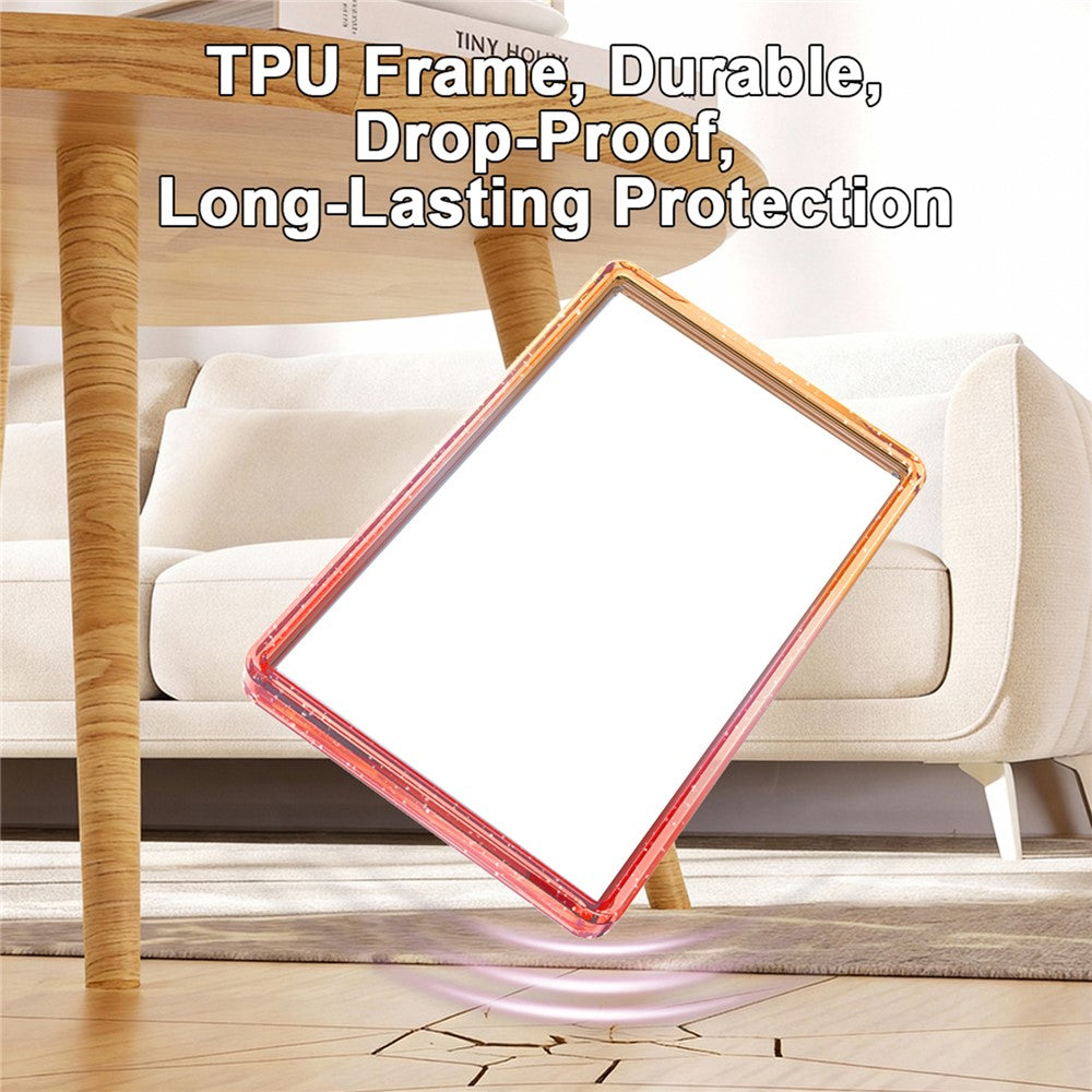 GW18 for PSA Card Slab Protector Case TPU Frame + PC Back Panel 35PT Standard Size Shockproof Gradient Glitter Cover