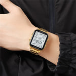 SKMEI 1888 Business Men Square Electronic Watch Steel Strap Sport Digital Watch
