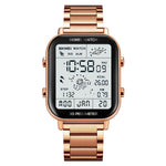 SKMEI 1888 Business Men Square Electronic Watch Steel Strap Sport Digital Watch