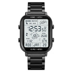 SKMEI 1888 Business Men Square Electronic Watch Steel Strap Sport Digital Watch