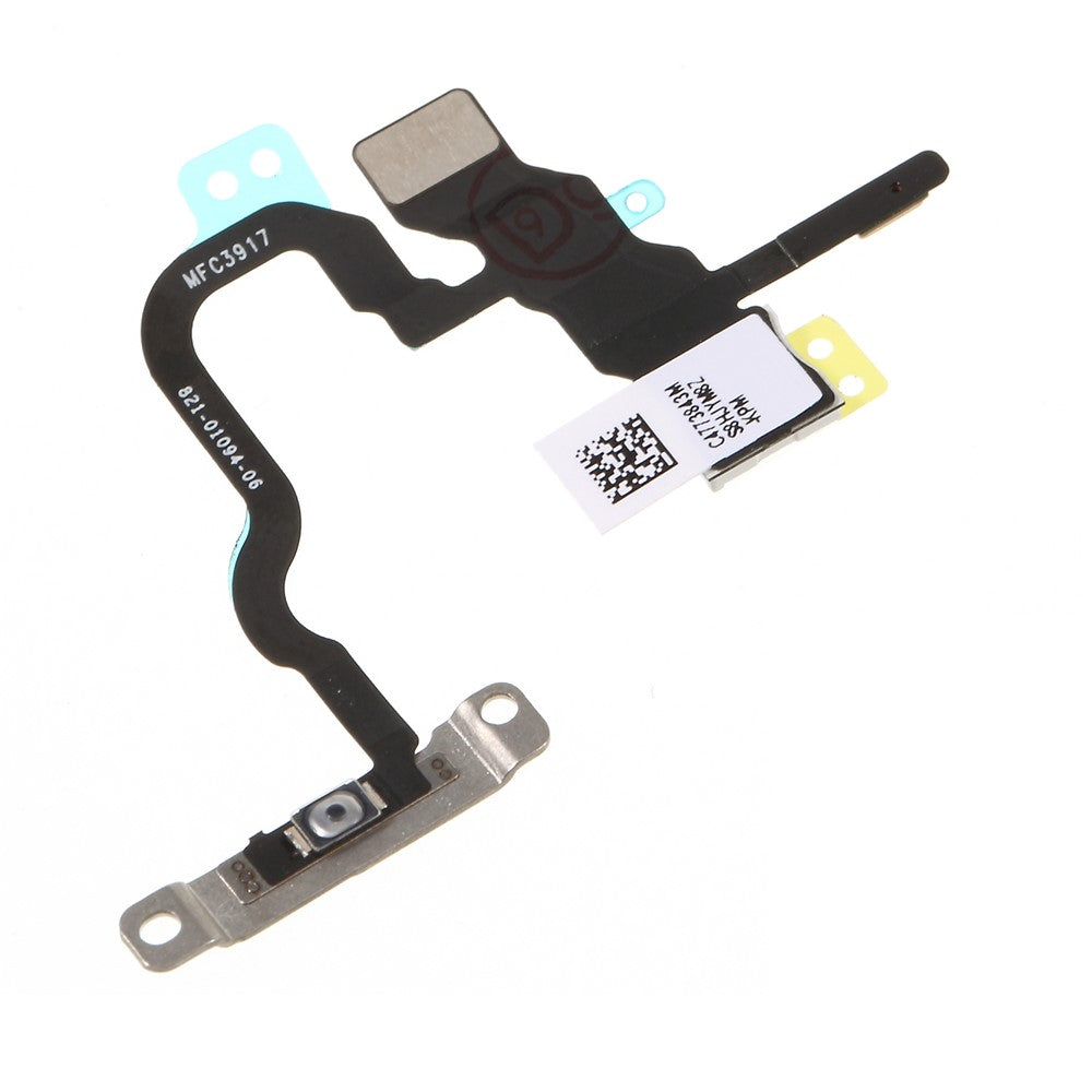 For iPhone X 5,8 tommer OEM Power ON/OFF Afbryderknap Flexkabel med Metalplade Erstatningsdel
