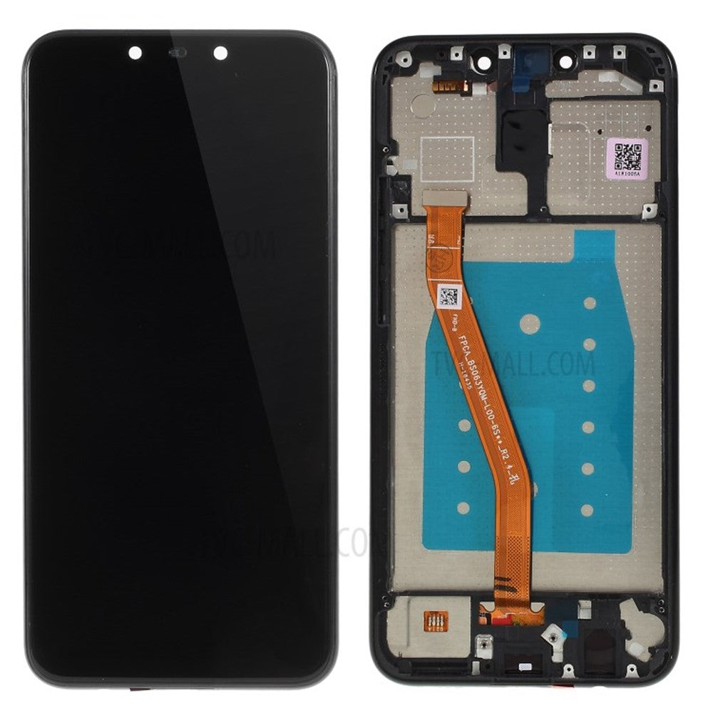 LCD-skærm og digitizer-enhed med ramme (uden logo) til Huawei Mate 20 Lite