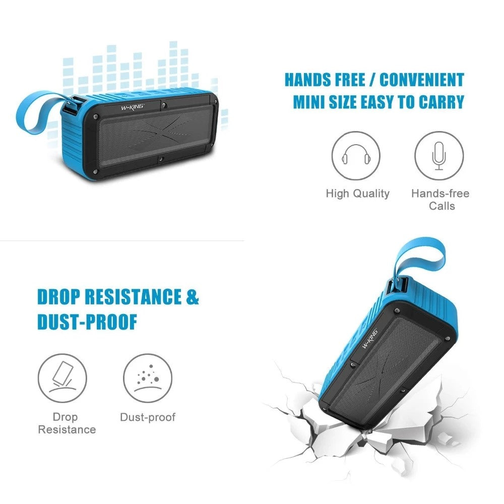 W-KING S20 Bärbar Utomhushögtalare IPX6 Vattentät Stereo NFC Bluetooth-kompatibel FM-radio Musik Subwoofer