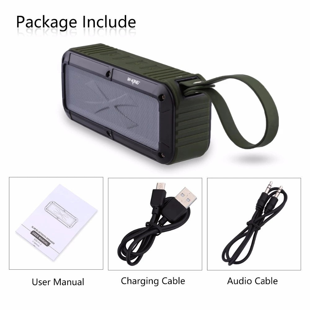 W-KING S20 Bärbar Utomhushögtalare IPX6 Vattentät Stereo NFC Bluetooth-kompatibel FM-radio Musik Subwoofer