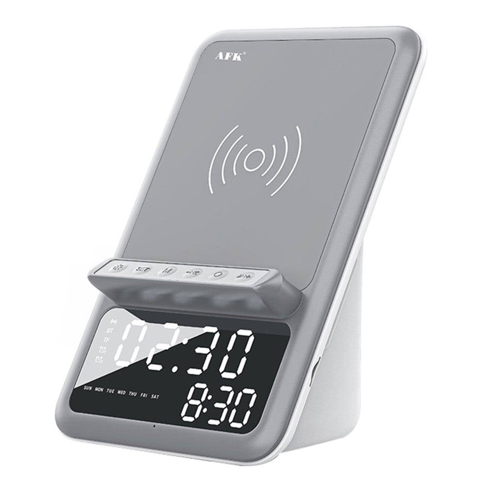 AFK BT512 LED Digital Display Alarm Clock Bluetooth-compatible Speaker FM Radio Mobile Phone Wireless Charger (CE Certificated)