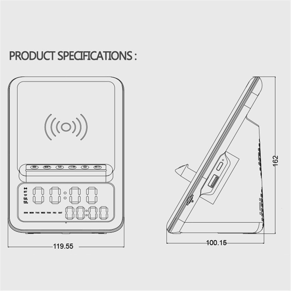 AFK BT512 LED Digital Display Alarm Clock Bluetooth-compatible Speaker FM Radio Mobile Phone Wireless Charger (CE Certificated)