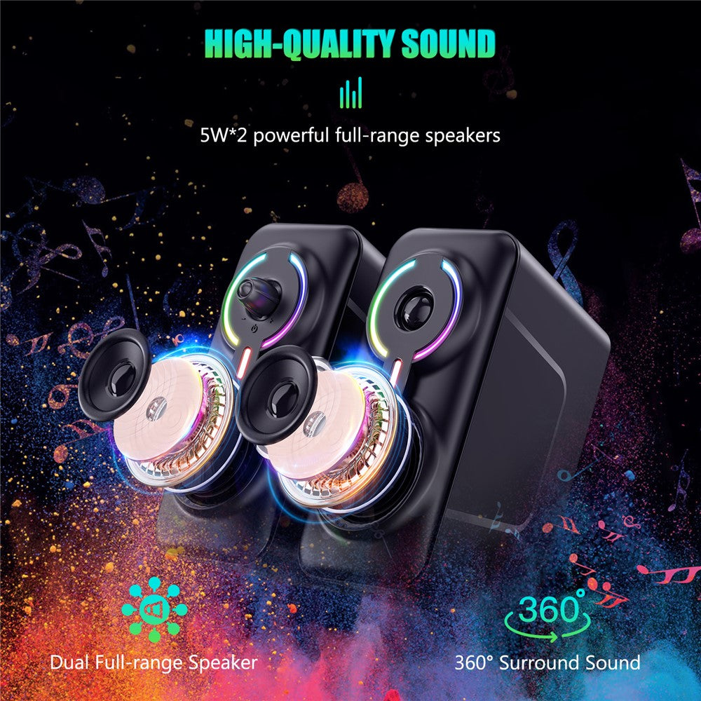 ONIKUMA L6 USB-drevet bærbar computer-højttaler 3D stereolyd RGB-atmosfærelys med én knapkontrol