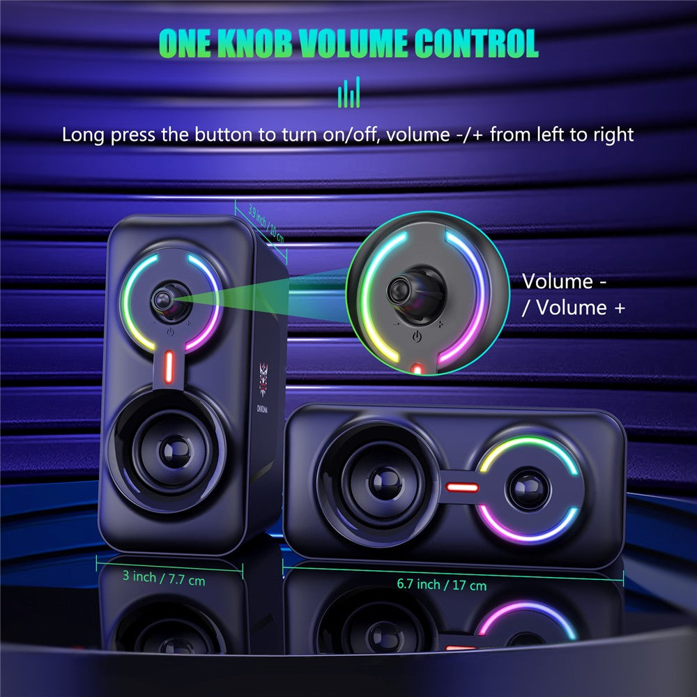 ONIKUMA L6 USB-drevet bærbar computer-højttaler 3D stereolyd RGB-atmosfærelys med én knapkontrol