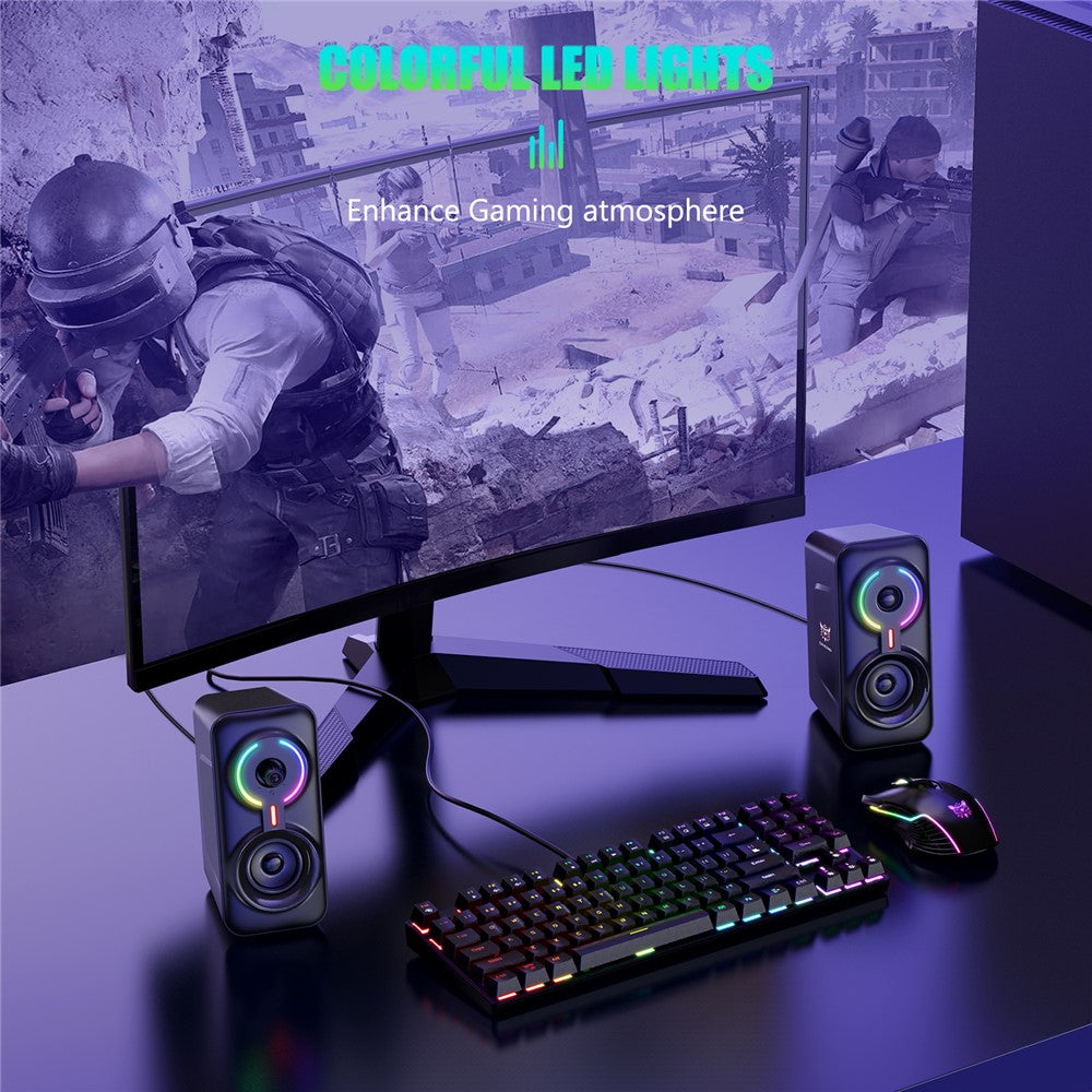 ONIKUMA L6 USB-drevet bærbar computer-højttaler 3D stereolyd RGB-atmosfærelys med én knapkontrol