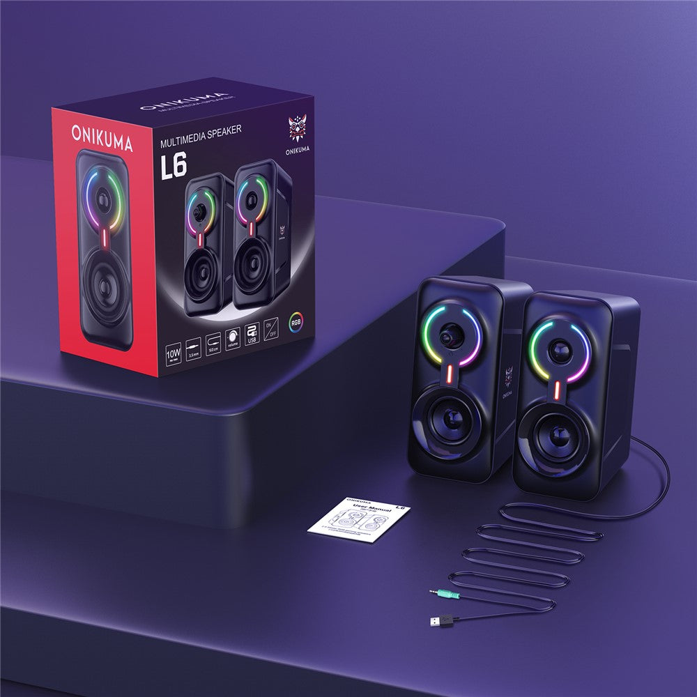 ONIKUMA L6 USB-drevet bærbar computer-højttaler 3D stereolyd RGB-atmosfærelys med én knapkontrol