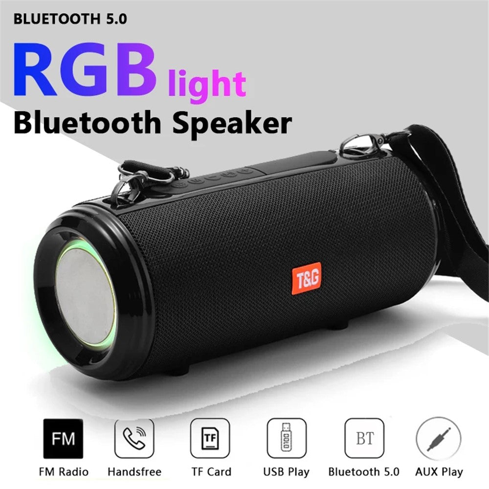 T&G TG537 RGB Light Bluetooth-compatible Speaker High Power Waterproof Portable Computer Subwoofer Speaker Support FM TF Card