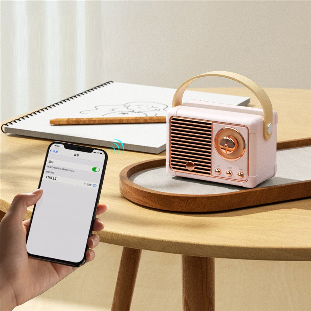 HM11 2nd Gen Retro Bluetooth-compatible Speaker Portable Wireless Speaker Support U-disk TF Card AUX