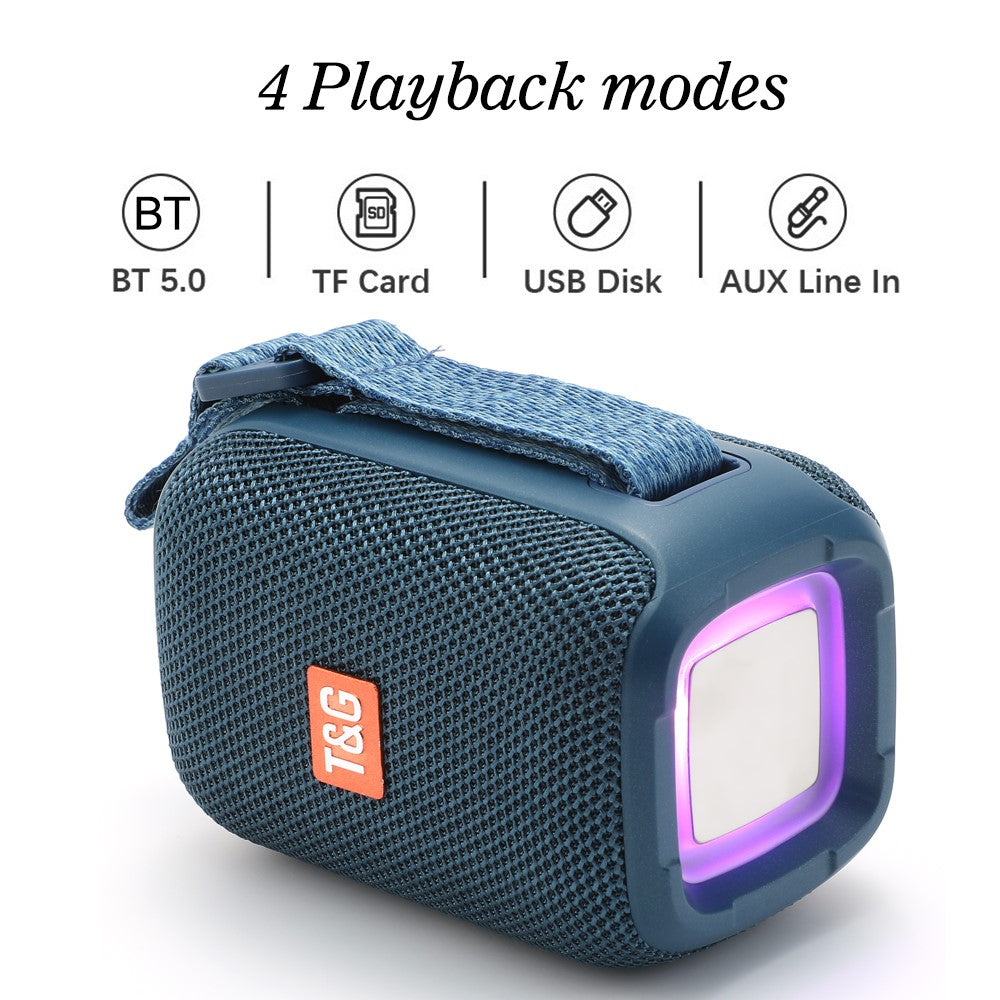T&G TG339 Portable Bluetooth-compatible Speaker High Power Shockproof Subwoofer Speaker with RGB Light/Handle Support FM/TF (CE)