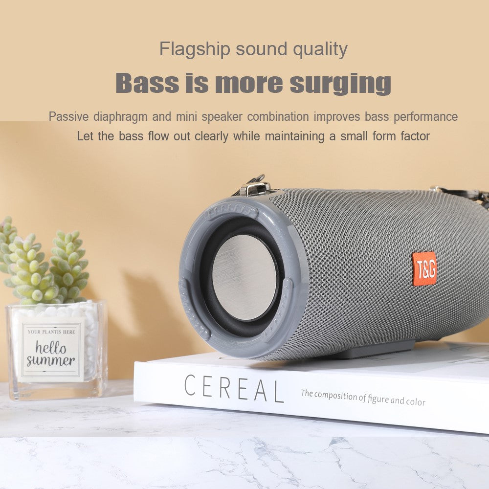 T&G TG324 Bluetooth-compatible Speaker High Power Dustproof Portable Subwoofer Speaker Sound Amp with Shoulder Strap Support FM/TF for Laptops Mobile Phones (CE)