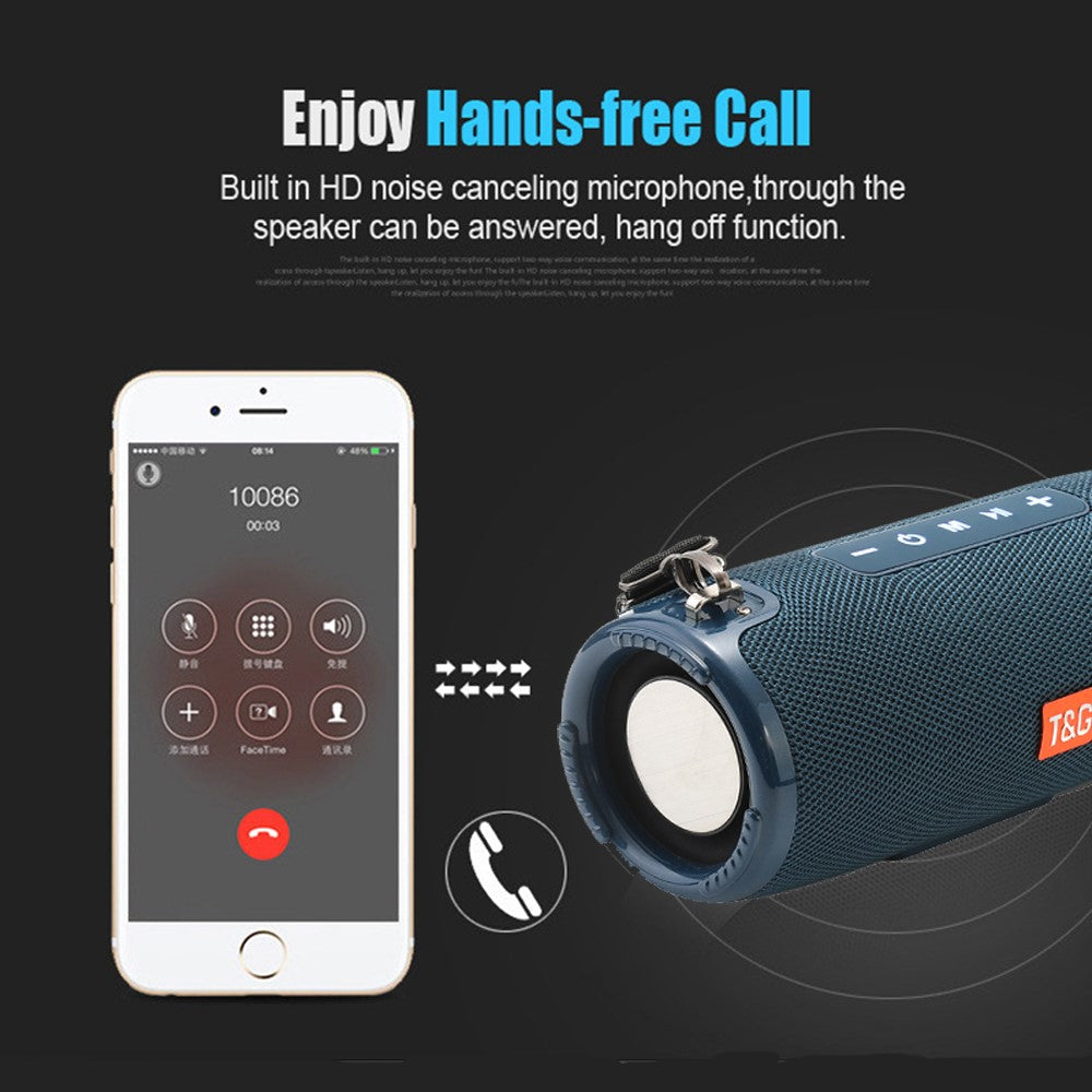 T&G TG324 Bluetooth-compatible Speaker High Power Dustproof Portable Subwoofer Speaker Sound Amp with Shoulder Strap Support FM/TF for Laptops Mobile Phones (CE)