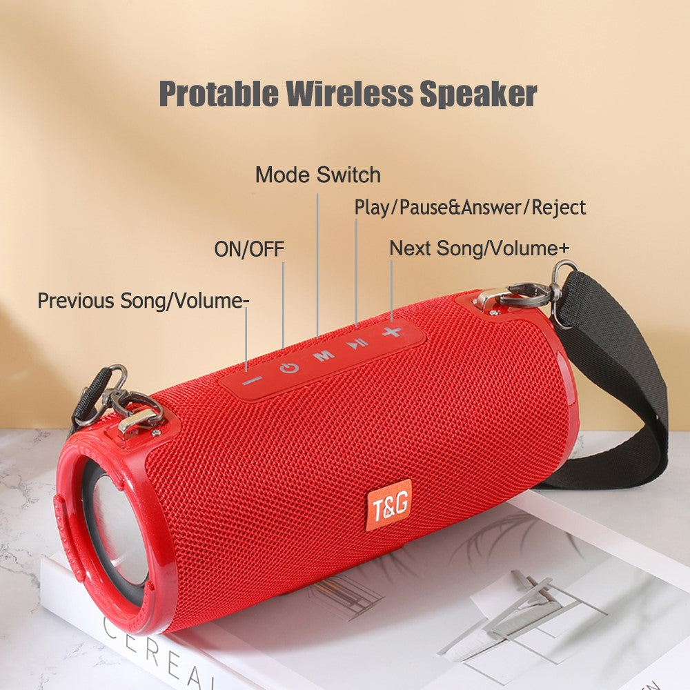 T&G TG324 Bluetooth-compatible Speaker High Power Dustproof Portable Subwoofer Speaker Sound Amp with Shoulder Strap Support FM/TF for Laptops Mobile Phones (CE)