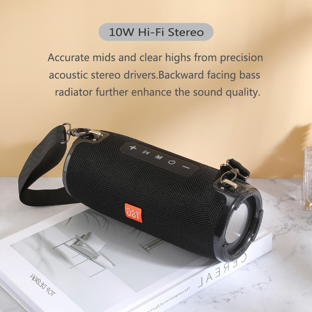 T&G TG324 Bluetooth-compatible Speaker High Power Dustproof Portable Subwoofer Speaker Sound Amp with Shoulder Strap Support FM/TF for Laptops Mobile Phones (CE)