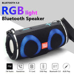 T&G TG642 RGB Light Bluetooth-compatible Speaker High Power Waterproof Wireless Speaker Support FM/TF Portable Subwoofer Speaker with Shoulder Strap for Laptops (CE)