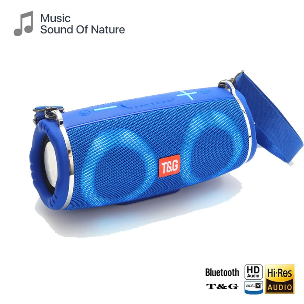 T&G TG642 RGB Light Bluetooth-compatible Speaker High Power Waterproof Wireless Speaker Support FM/TF Portable Subwoofer Speaker with Shoulder Strap for Laptops (CE)