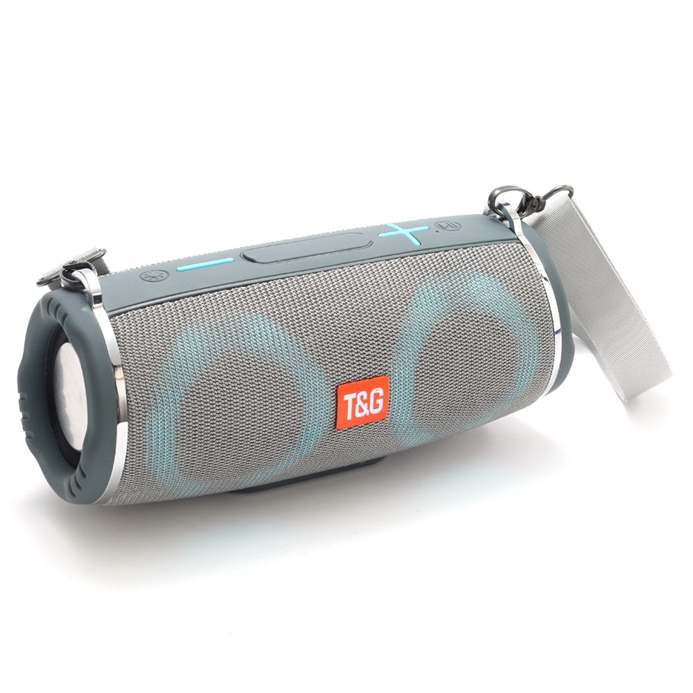 T&G TG642 RGB Light Bluetooth-compatible Speaker High Power Waterproof Wireless Speaker Support FM/TF Portable Subwoofer Speaker with Shoulder Strap for Laptops (CE)