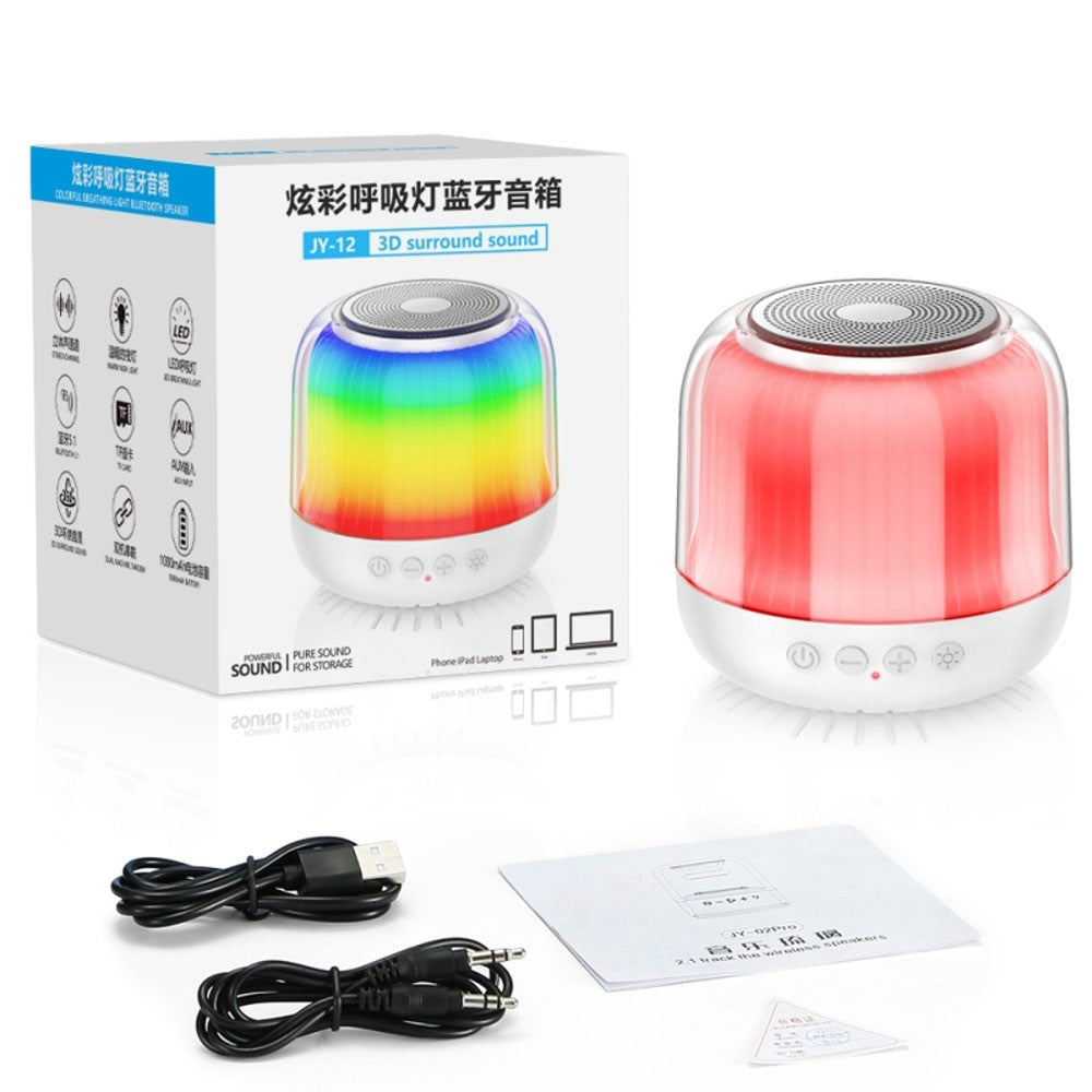 JY12 Portable Mini Speaker with 360-Degree Full-Screen RGB LED Light Multi-Color Changing Wireless Bluetooth-Compatible Subwoofer