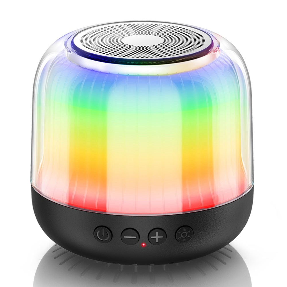JY12 Portable Mini Speaker with 360-Degree Full-Screen RGB LED Light Multi-Color Changing Wireless Bluetooth-Compatible Subwoofer