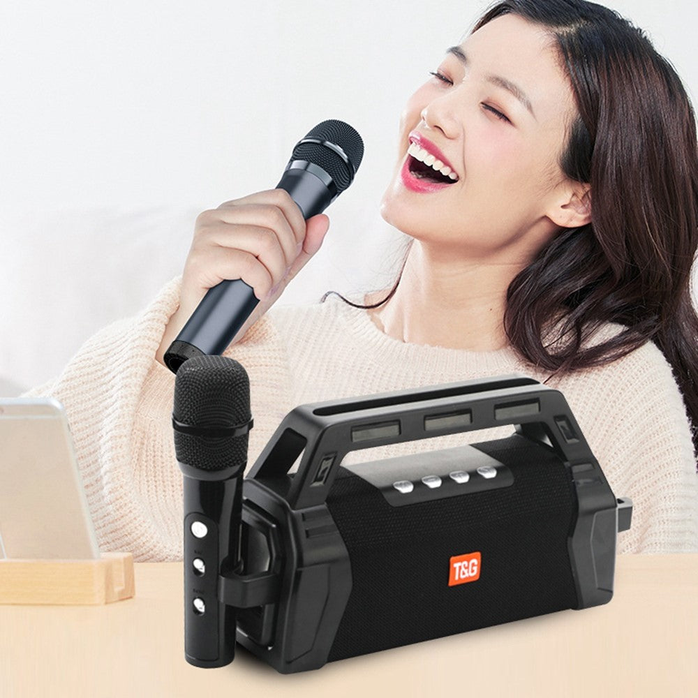 T&G TG538 Portable Wireless Bluetooth-compatible Speaker with Karaoke Microphone Outdoor Subwoofer Stereo Sound Box