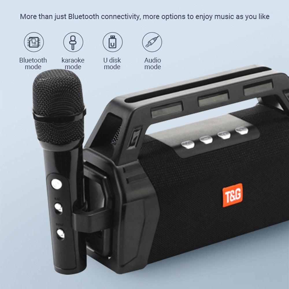 T&G TG538 Portable Wireless Bluetooth-compatible Speaker with Karaoke Microphone Outdoor Subwoofer Stereo Sound Box