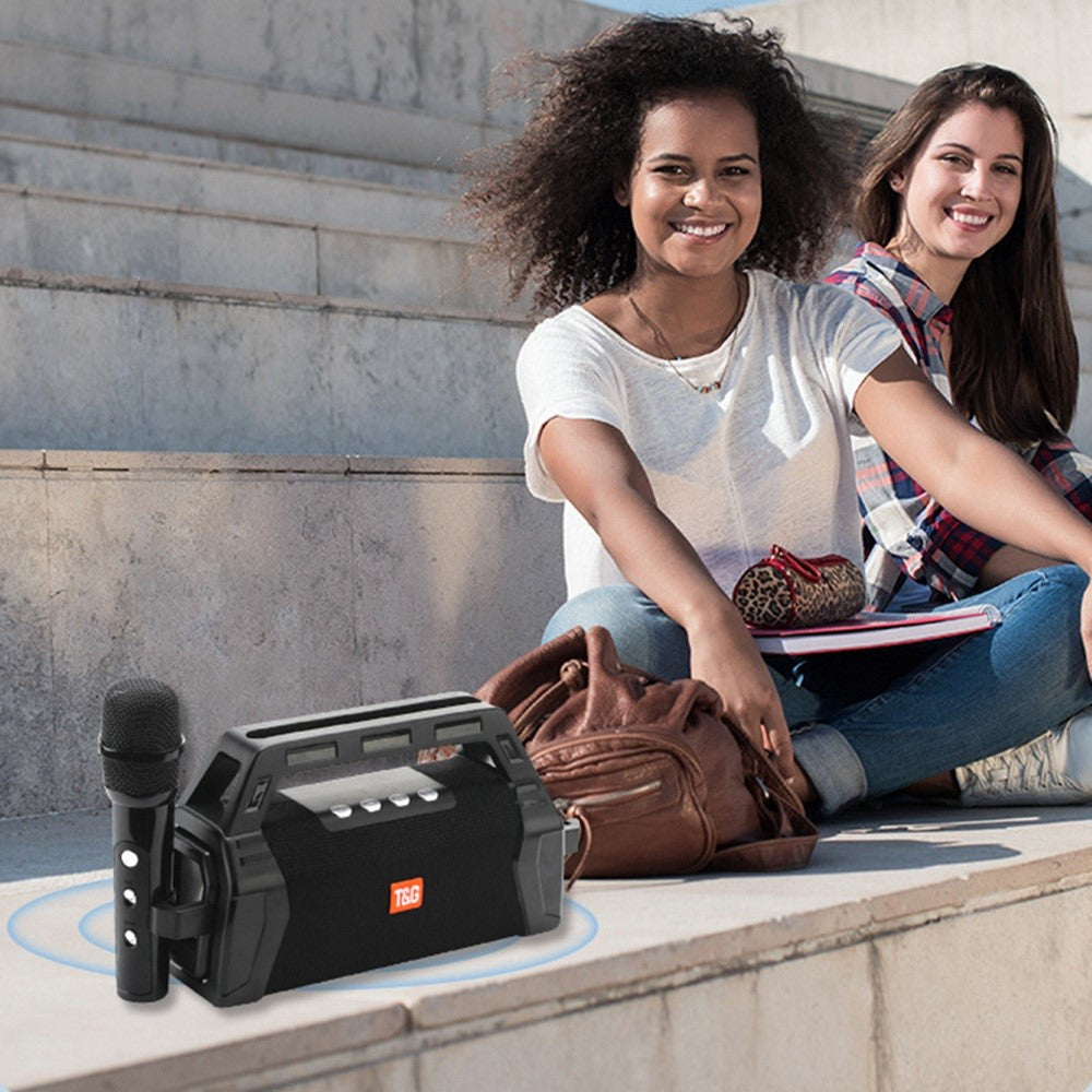 T&G TG538 Portable Wireless Bluetooth-compatible Speaker with Karaoke Microphone Outdoor Subwoofer Stereo Sound Box