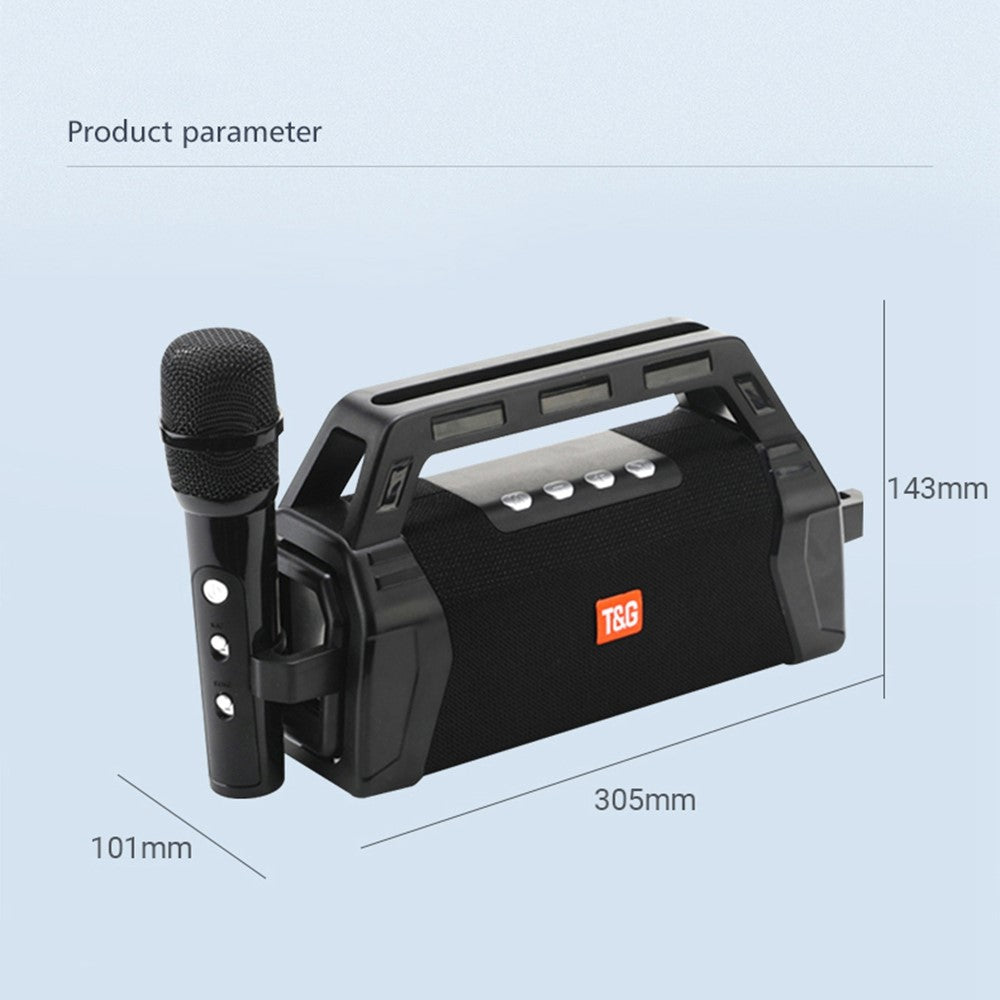 T&G TG538 Portable Wireless Bluetooth-compatible Speaker with Karaoke Microphone Outdoor Subwoofer Stereo Sound Box