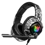 ONIKUMA K19 Kamouflage Trådbundna Gaminghörlurar PS4 PC Gamer Stereohörlurar med Mikrofon och LED-Lampa