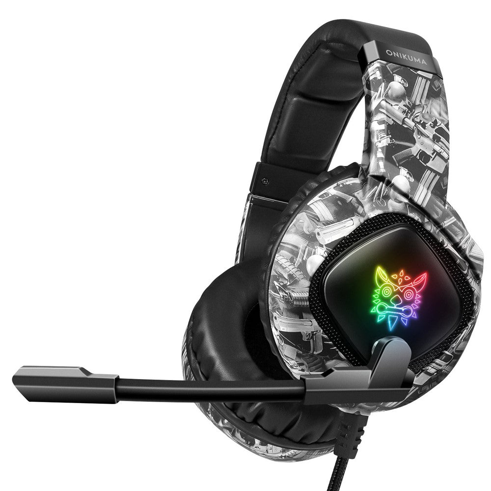ONIKUMA K19 Kamouflage Trådbundna Gaminghörlurar PS4 PC Gamer Stereohörlurar med Mikrofon och LED-Lampa