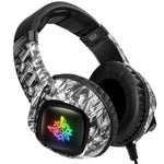 ONIKUMA K19 Kamouflage Trådbundna Gaminghörlurar PS4 PC Gamer Stereohörlurar med Mikrofon och LED-Lampa