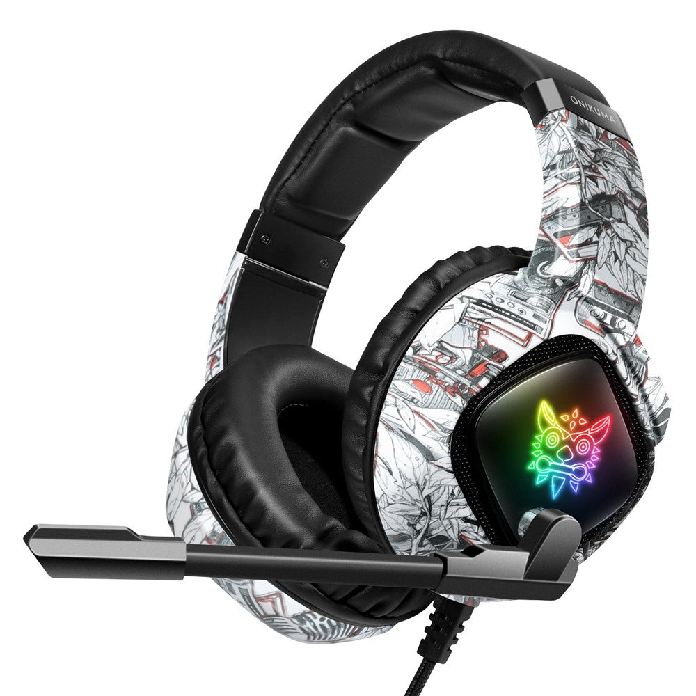 ONIKUMA K19 Kamouflage Trådbundna Gaminghörlurar PS4 PC Gamer Stereohörlurar med Mikrofon och LED-Lampa