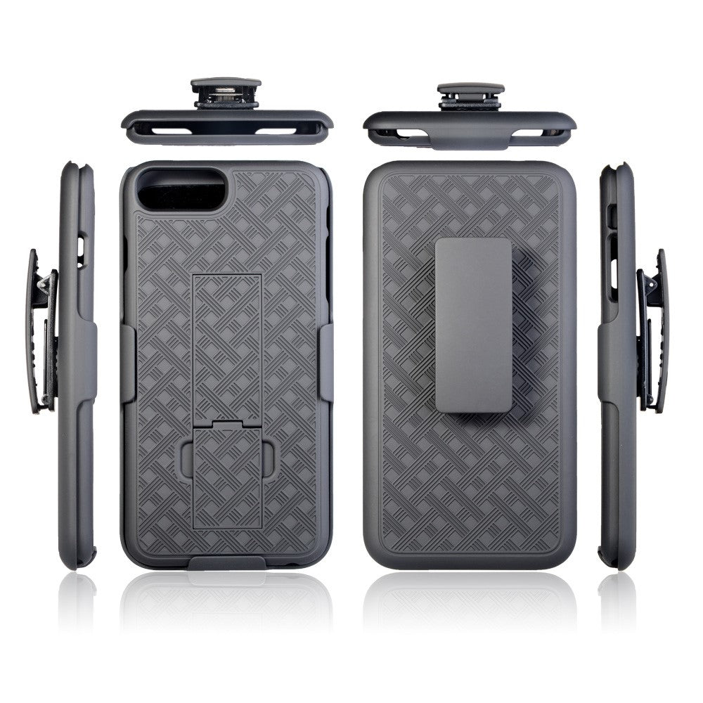 Woven Texture PC + TPU Swivel Belt Clip Holster Case for iPhone 8 Plus / 7 Plus 5.5 inch