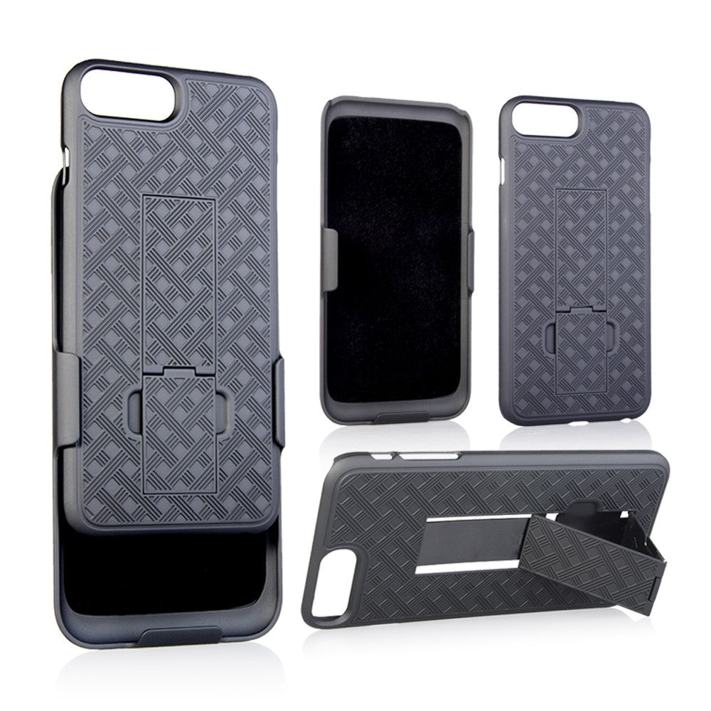 Woven Texture PC + TPU Swivel Belt Clip Holster Case for iPhone 8 Plus / 7 Plus 5.5 inch