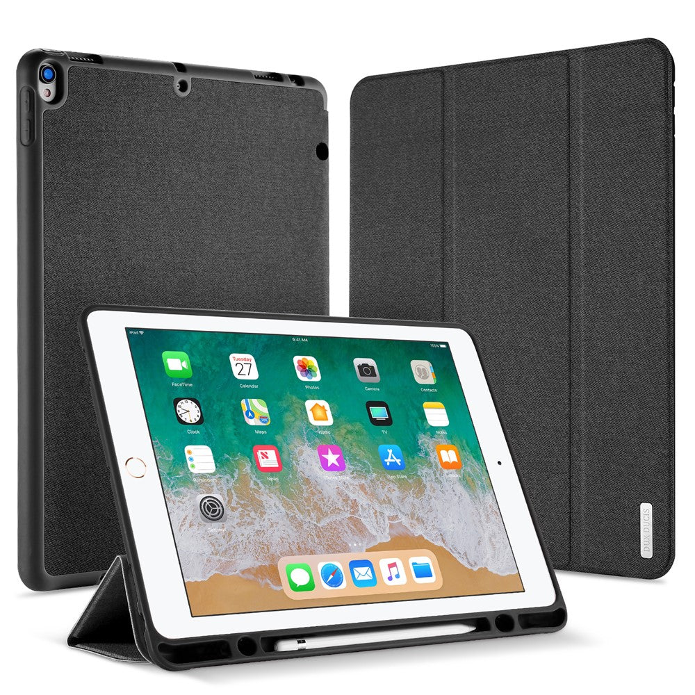DUX DUCIS DOMO Series Tri-fold Stand Folio Smart Cloth Texture PU Leather Case with Pencil Holder for iPad Pro 12.9 (2017)