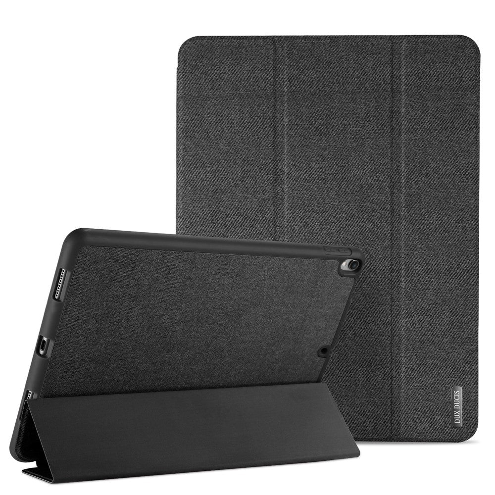 DUX DUCIS DOMO Series Tri-fold Stand Folio Smart Cloth Texture PU Leather Case with Pencil Holder for iPad Pro 12.9 (2017)
