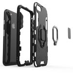 Fingerring Kickstand PC + TPU Combo Telefoncover til iPhone 8/7/SE (2022)/SE (2020) - Sort